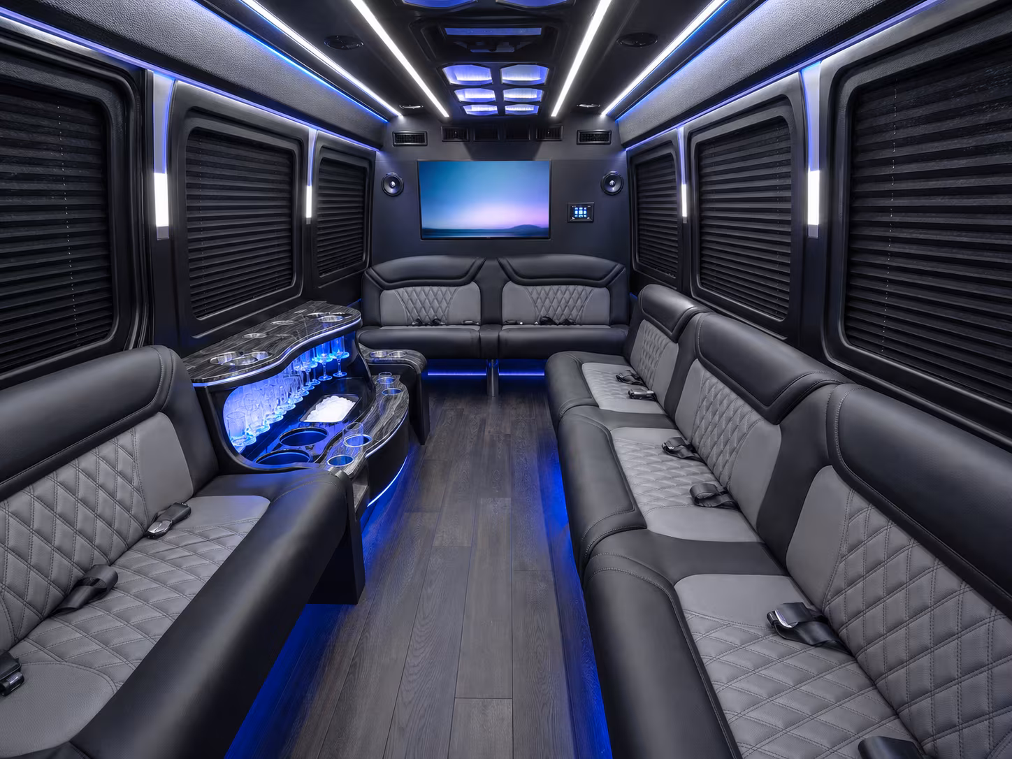 orem 30 passenger party bus interior